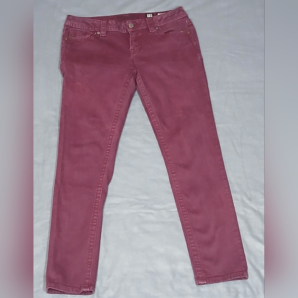 Miss Me Women's Red Denim Jeans, Mid-Rise, Skinny Fit, Cotton Blend Size 29